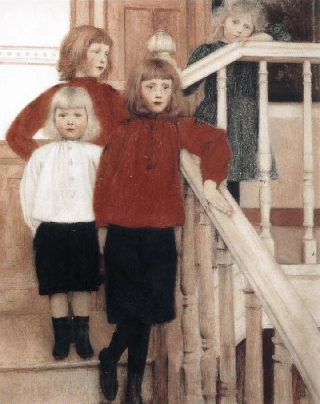 Fernand Khnopff Portrait of the Children of Louis Neve Spain oil painting art